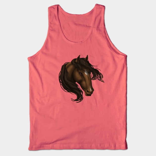 Horse Head - Brown Star Snip Tank Top by FalconArt